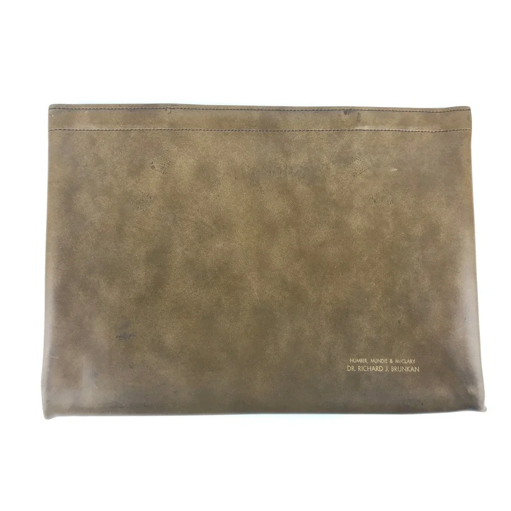 Vintage Document Folder Portfolio Folio Case Tan Leather Hinge Closure 15.5x11.5
